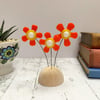 Fused Glass Happy Hippy Flowers (Orange1) - Handmade Fused Glass Sculpture