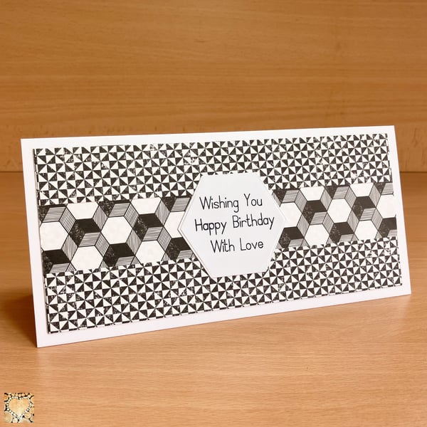 Handmade Birthday Card Black and White