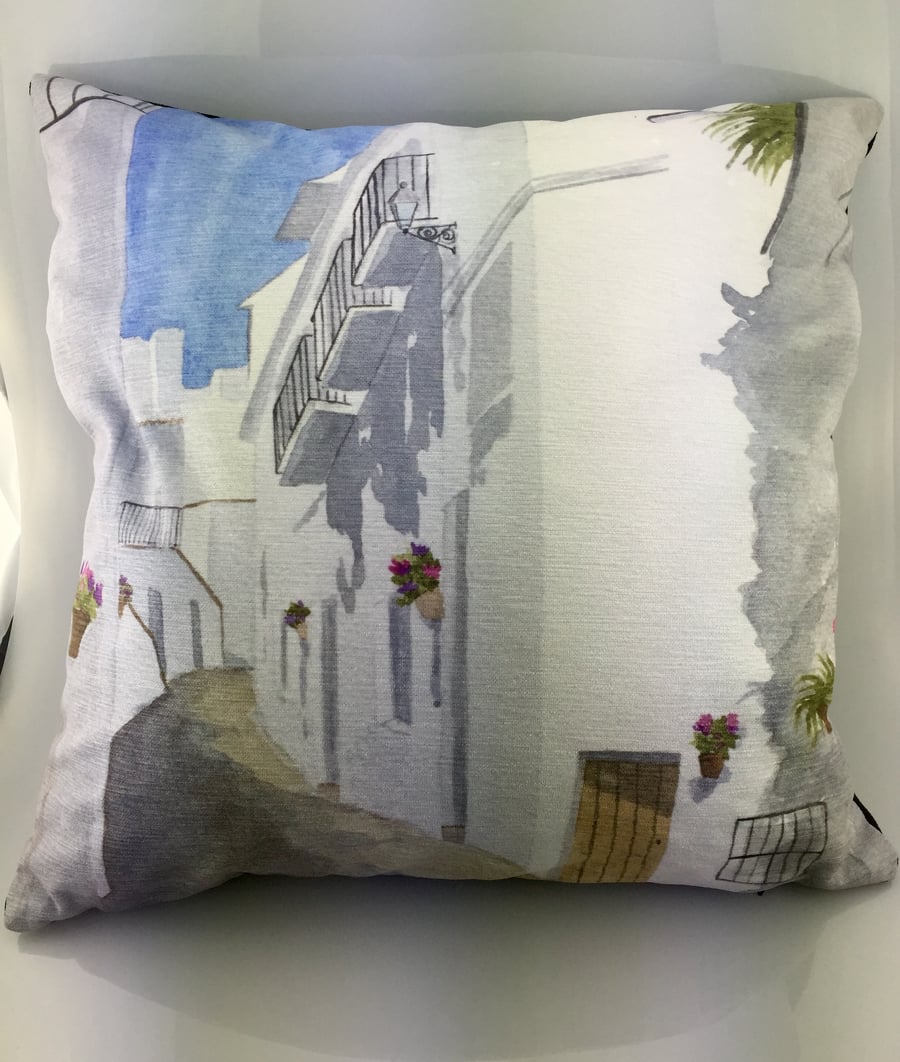 Mediterranean Design Handmade Original Watercolour Cushion