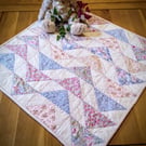 Machine quilted pastel FLYING GEESE hand-finished patchwork quilt for BABY