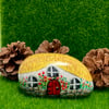 Thatched Fairy Garden Cottage Rock Art Natural Stone Painting Paperweight