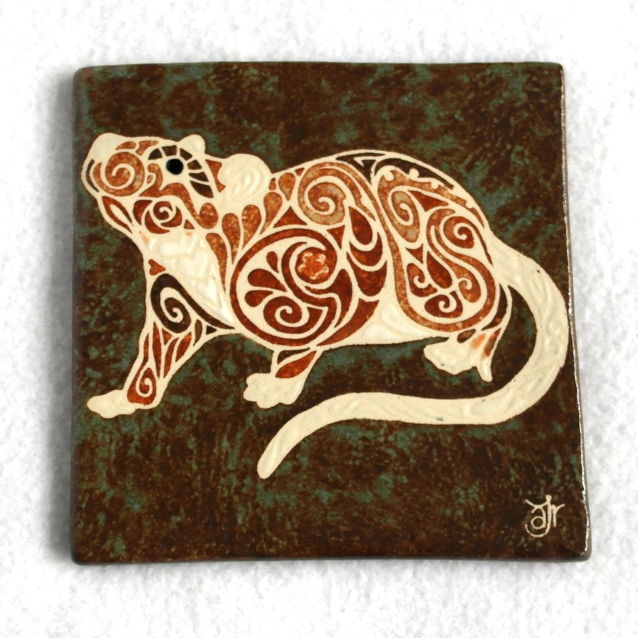 WP11 Wall plaque tile rat ratty picture