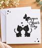 Handmade Cat Birthday Card Kitten Lover Greeting Card(6x6 Inch)
