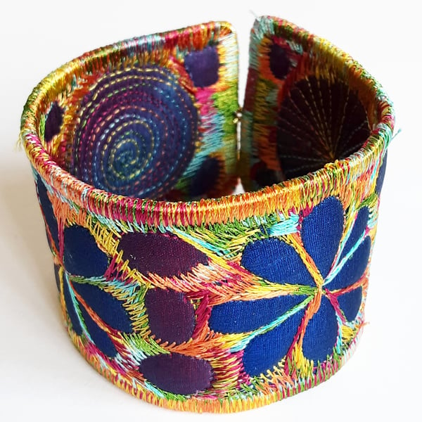 Textile - Cuff - with Free Machine Embroidery 