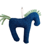  Horse Shaped Hanging Ornament in Blue Grey Herringbone Vintage Welsh Tweed - Image 2