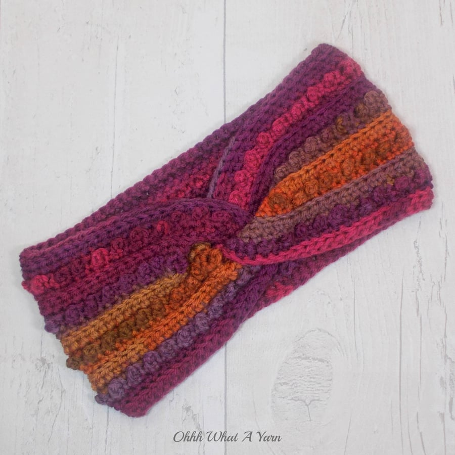 Ladies crochet autumn shades  twist ear warmer. Ear warmer. Autumn headband.