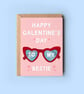 Happy Galentine's Day To My Bestie Card, Heartshaped Sunglasses Card