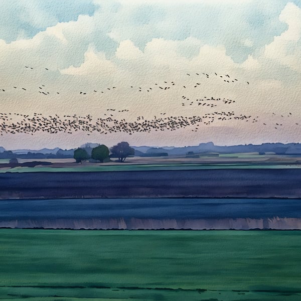 Murmurations Of Birds December 2025 Norfolk Greeting Card A5