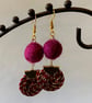 Merino Wool ball and spiral earrings - Image 1