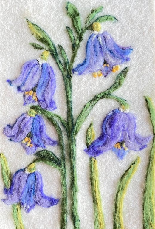 Hand Felted Bluebell Textile Artwork 
