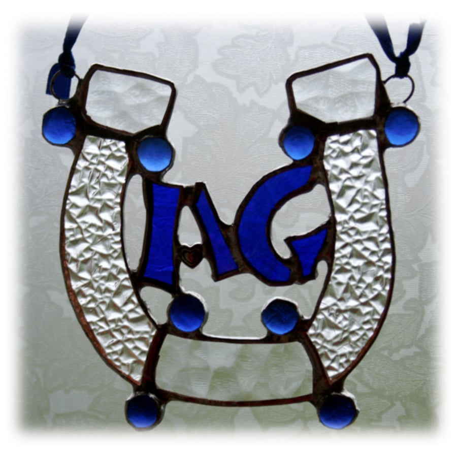 Made to Order Wedding Horseshoe Stained Glass Suncatcher Personalised 