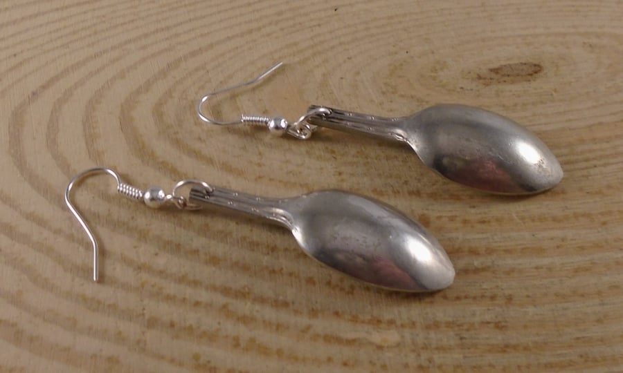 Upcycled Silver Plated Sugar Tong Spoon Earrings SPE082008