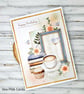 Cosy Birthday Card - autumn flowers, coffee, cupcake, books, decoupage - Image 4