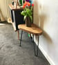 Modern Oak Side Table with Hairpin Legs Bean Shape - Image 1