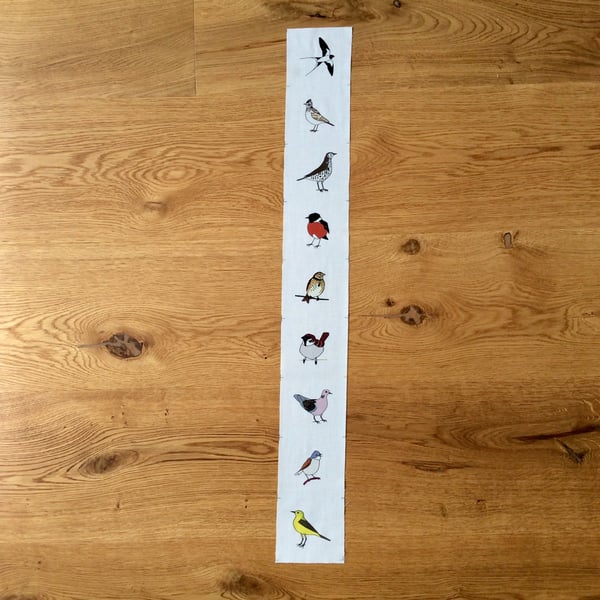 Summer meadow birds fabric strip