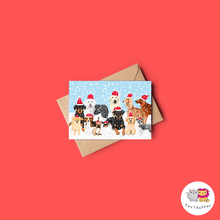 Dog Christmas Card, A6 Christmas Card, Cute Animal Christmas Card