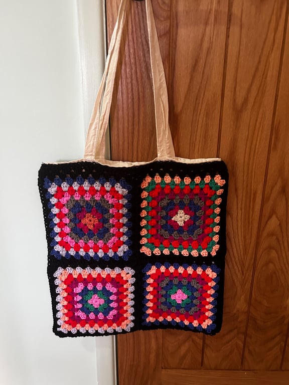 Crochet Granny Square tote bag