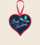 Bah Humbug Heart Christmas Decoration - Embroidered Tree Ornament