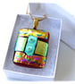 Dichroic Glass Pendant 280 Coral Bubbles Handmade with gold plated chain - Image 6
