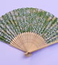 Handmade Fan with flower pattern Japanese Chiyogami Paper