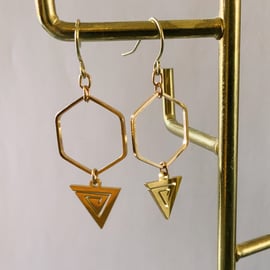 Hexagon & Triangle Stainless Steel Earrings.