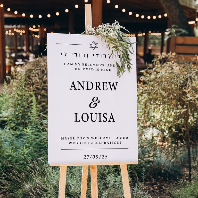 Personalised Jewish Wedding Vinyl Sticker - Hebrew Verse Custom Decor Sign