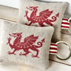 WELSH DRAGON KEY RING - polka dots