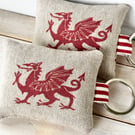 SALE - WELSH DRAGON KEY RING - polka dots