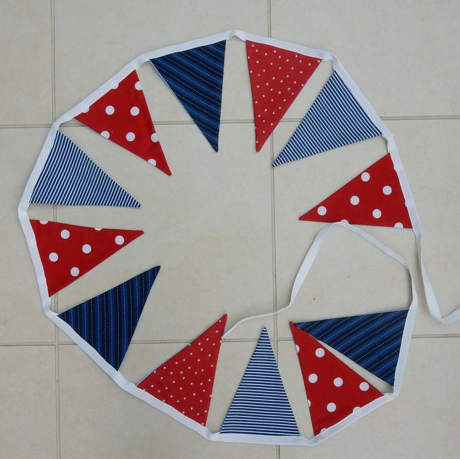 Red white and blue bunting spots stars and stripes
