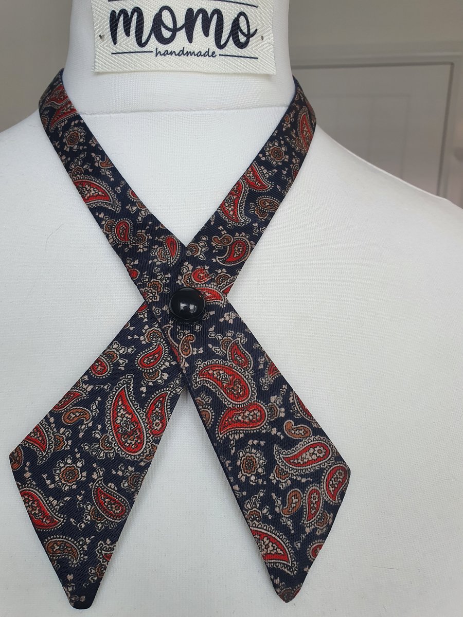 navy love - upcycled vintage crossover tie