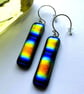 Dichroic fused glass rainbow earrings