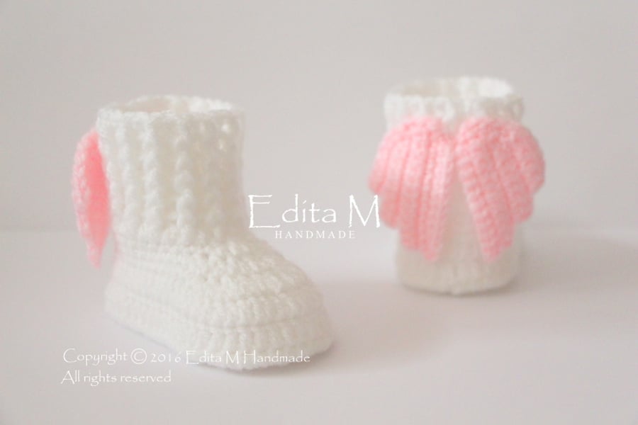 Baby booties, baby shoes, angel wings, gift for baby, Christening, Baptism