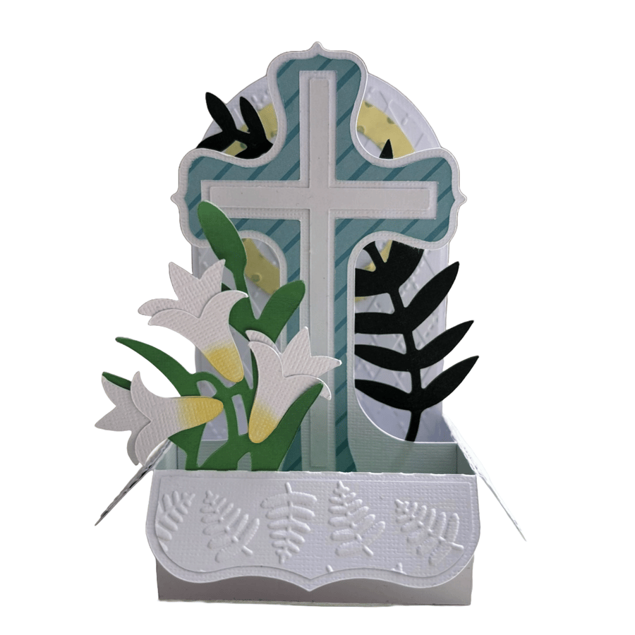 3D Easter Cross Pop Up Box Card, Religious Easter Sunday Card
