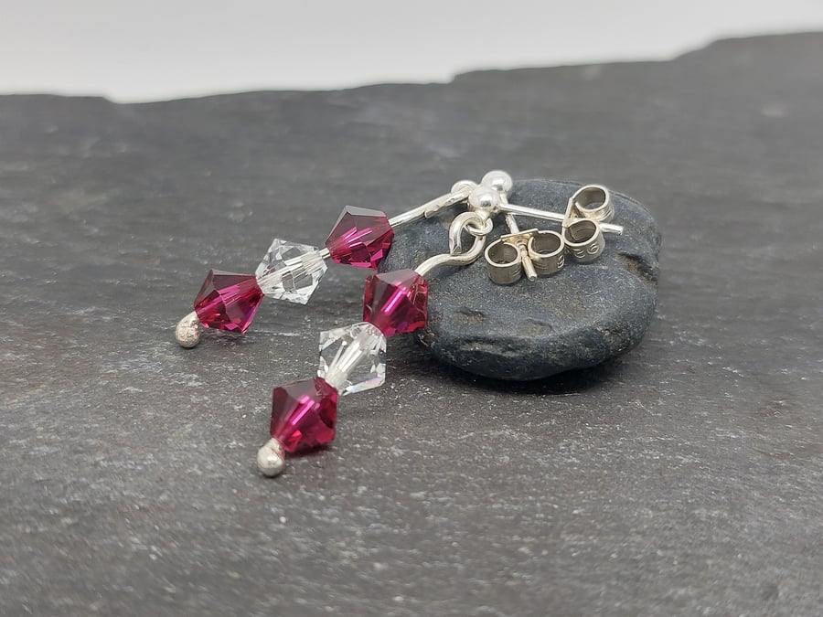 Sterling Silver Drop Earrings with Swarovski Crystal Beads 