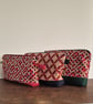 Patterned Cosmetic Bag with blue Canvas base - Toiletry Pouch - Big Pencil Case - Image 4