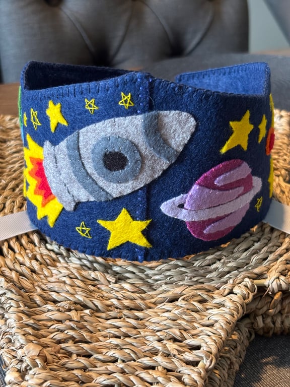 Handmade Space themed children's celebration crown