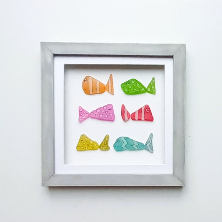 Colourful Spotty and Stripy Sea Glass Fish