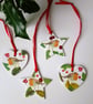 Robin Decoupage Christmas Tree Decorations Set of 4 (Set B)