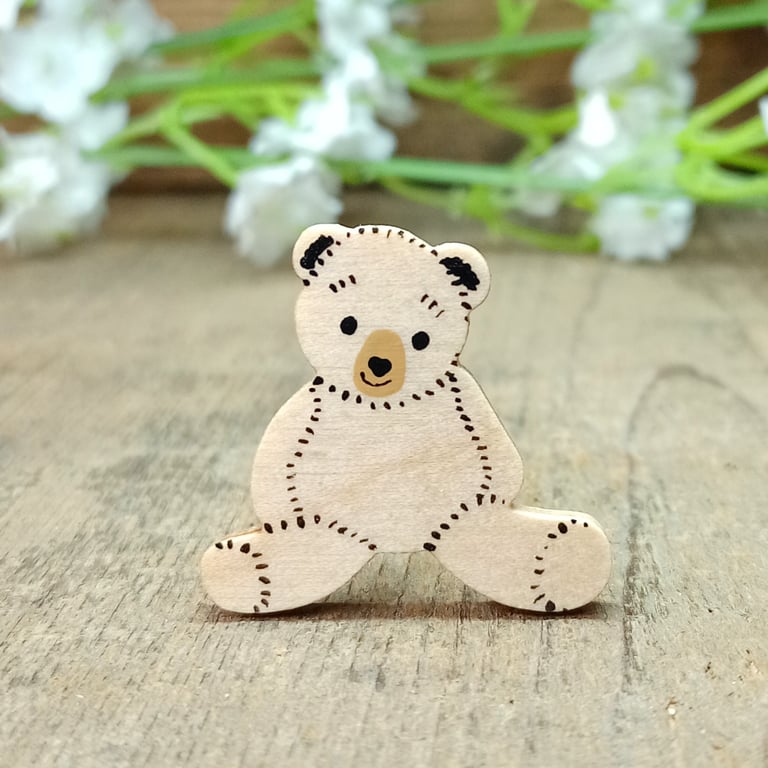 Teddy Bear Brooch, Handmade Traditional Teddy Bear For Adult, Teddy Bear Pin