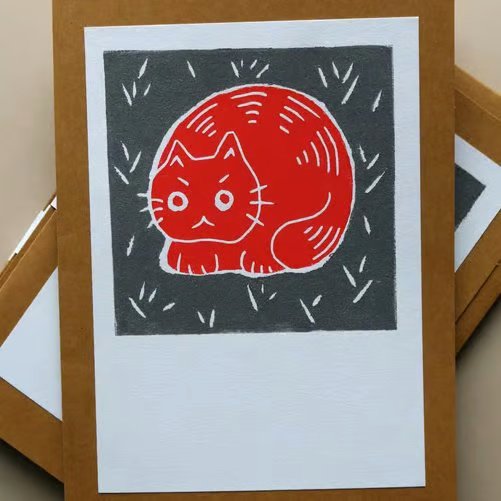 Pillarbox Red Cat Card