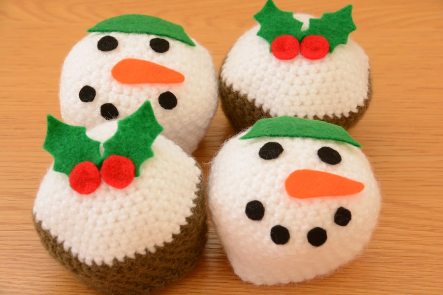 Christmas Pudding and Snowmen Chocolate Orange Covers - Set of 4 