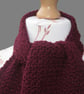 Pretty Burgundy Scarf - Narrow Short Crocheted Scarf