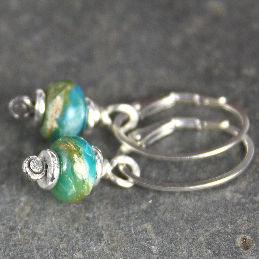 Peruvian opal sterling silver earrings