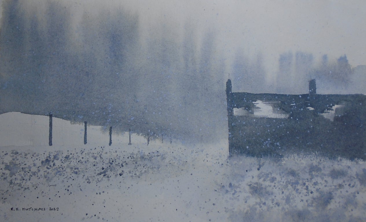 Snow in the Yorkshire Dales (PURE ORIGINAL WATERCOLOUR A4 size) 