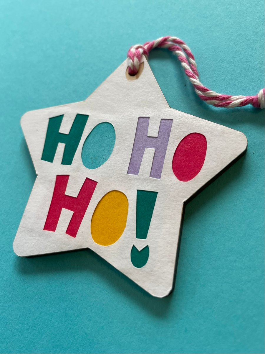 Ho Ho Ho Papercut Christmas Star Decoration