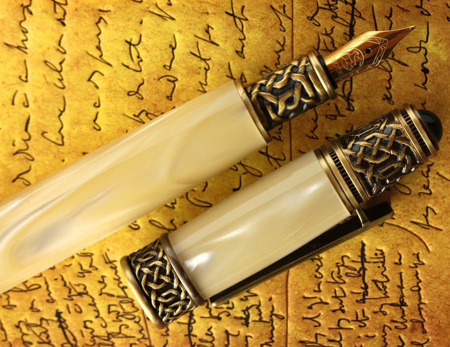 Fountain Pen Engravable and Handmade Ivory Pe... Folksy