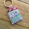Fabric cottage keyring