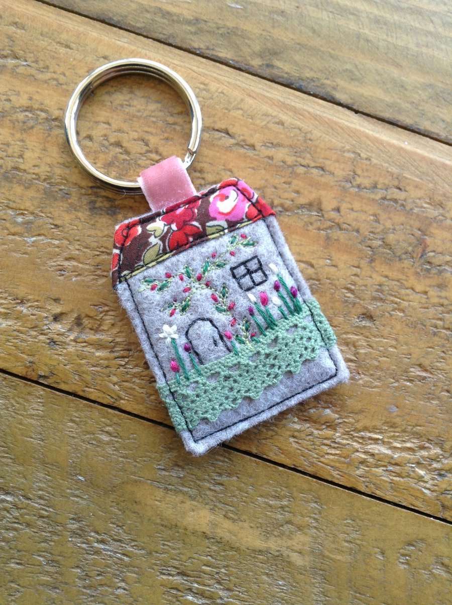 Fabric cottage keyring