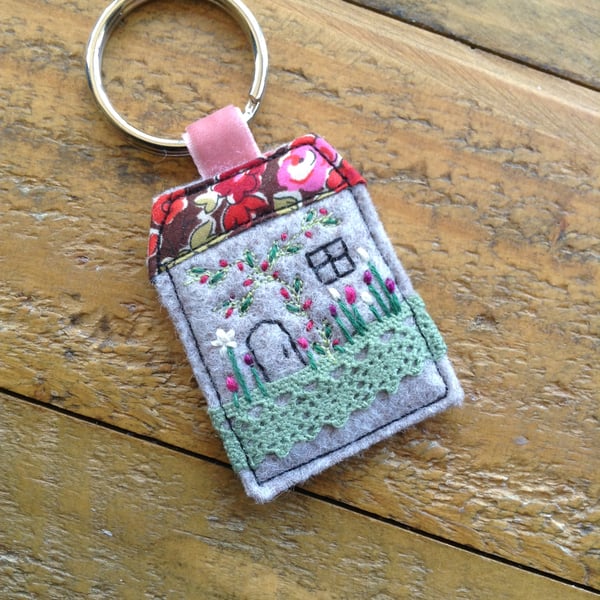 Fabric cottage keyring