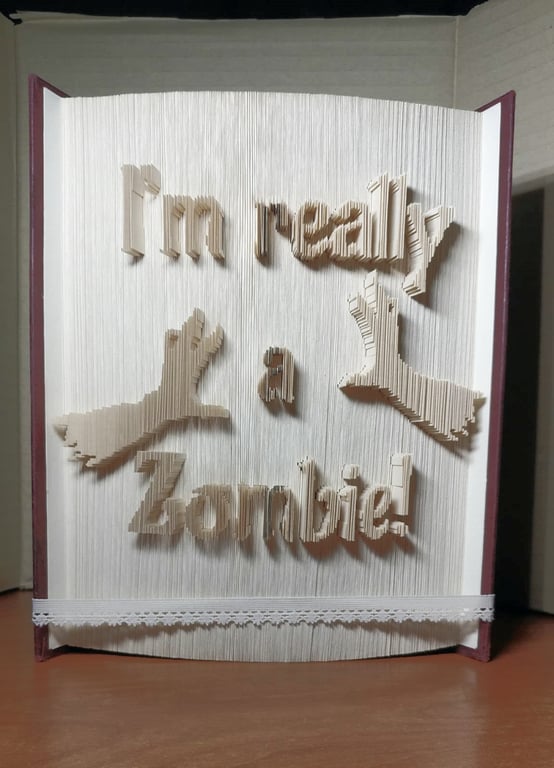 I'm really a Zombie CUT & FOLD Book Folding Pattern - EMAILED PDF PATTERN